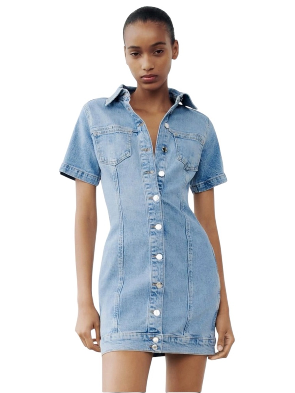Zara Collared Denim Mini Dress XS